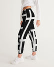 Womens Track Pants - Black And White Block Grid Sports Pants - My Store