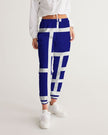 Womens Track Pants - Blue & White Block Grid Sports Pants - My Store