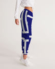 Womens Track Pants - Blue & White Block Grid Sports Pants - My Store