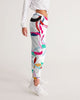 Womens Track Pants - White Multicolor Circular Graphic Sports Pants - My Store