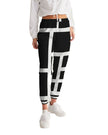 Womens Track Pants - Black And White Block Grid Sports Pants - My Store