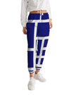 Womens Track Pants - Blue & White Block Grid Sports Pants - My Store