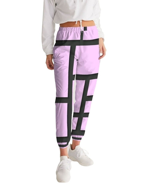 Womens Track Pants - Purple & Black Block Grid Sports Pants - My Store