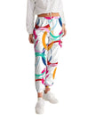 Womens Track Pants - White Multicolor Circular Graphic Sports Pants - My Store