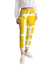 Womens Track Pants - Yellow & White Geometric Graphic Sports Pants - My Store