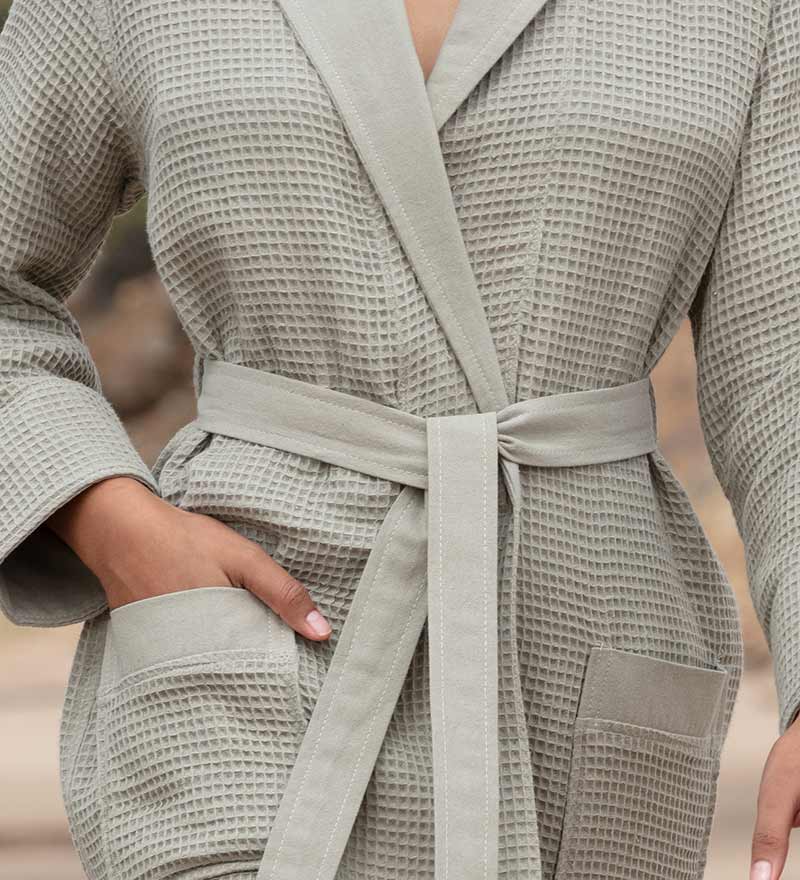 Women's Full Length Lightweight Waffle Spa Robe with Shawl Collar - My Store