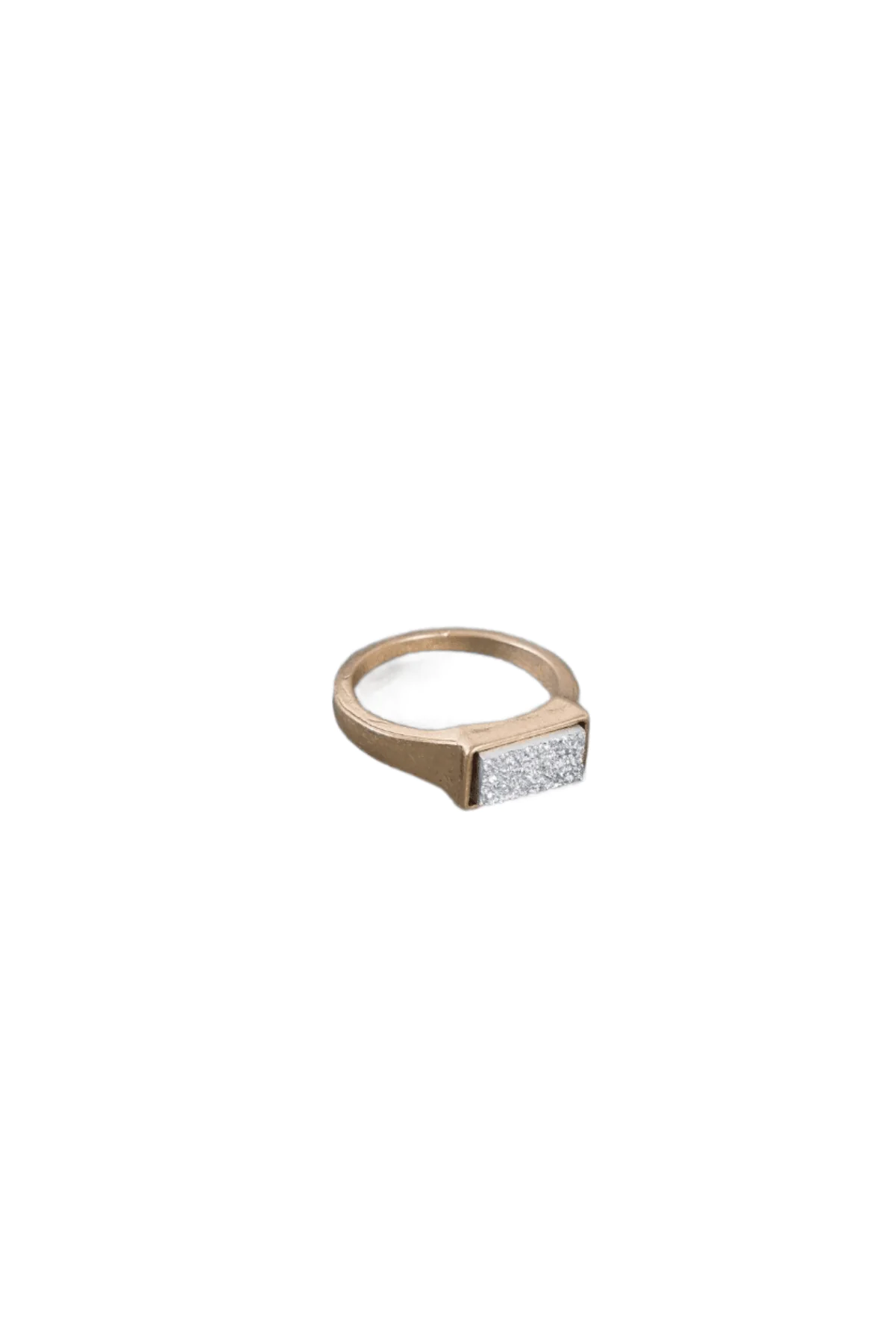 Silver Rectangle Druzy Stone Ring - My Store