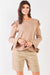 Taupe Cut-Out Shoulder Bell Sleeve Raw Edge Detail Layered Hem Top /2-2-2