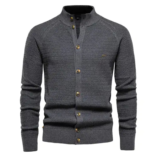 Button Mock Neck Men's Cardigan - My Store