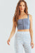 Dusty Blue Sleeveless Eye Hook Corset Crop Top - My Store