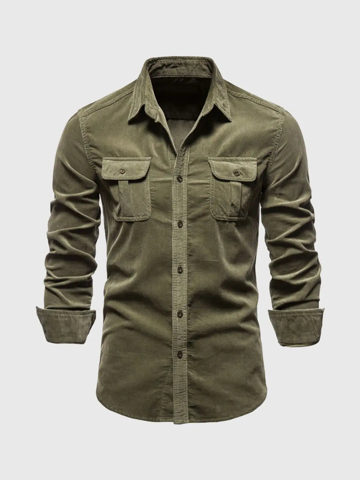 Button Up Corduroy Long Sleeve Shirt - My Store