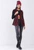 Burgundy Sleeveless Foldable Detachable Hood Detail Parka Utility Vest - My Store