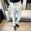 Autumn Winter Pantalones Hombre High Waist Waffle Business Casual Suit Pants for Men - My Store