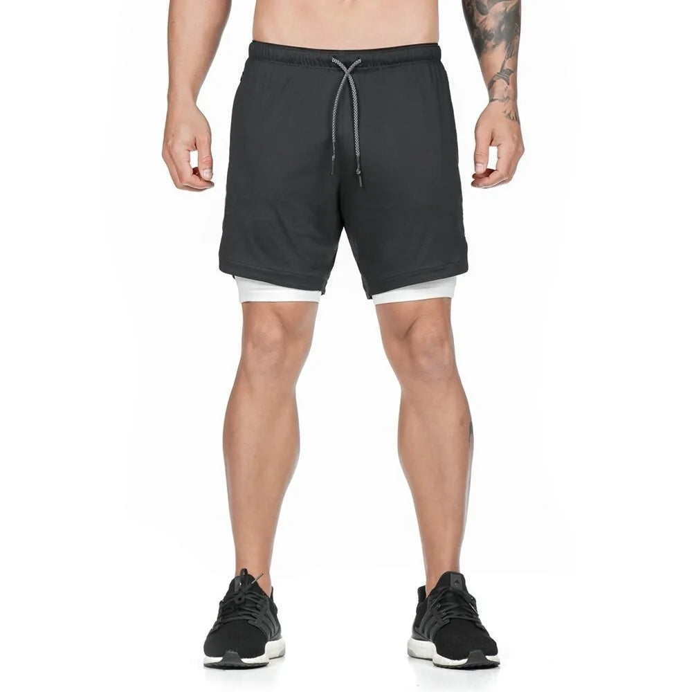 2 in 1 Running Shorts with Built-in Pocket Lining - My Store