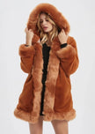 Womens Hooded Faux Fur Collar Coat - My Store