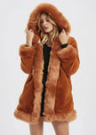 Womens Hooded Faux Fur Collar Coat - My Store