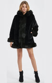 Womens Hooded Faux Fur Collar Coat - My Store