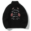 Flower Embroidery Zip Up Thermal Jacket - My Store