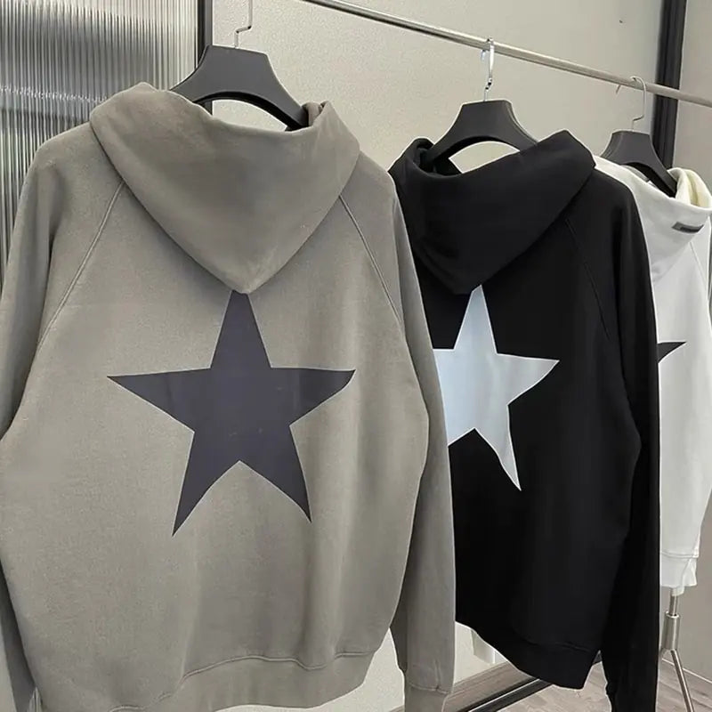 Men's Star Print Long Sleeve Hoodie - My Store