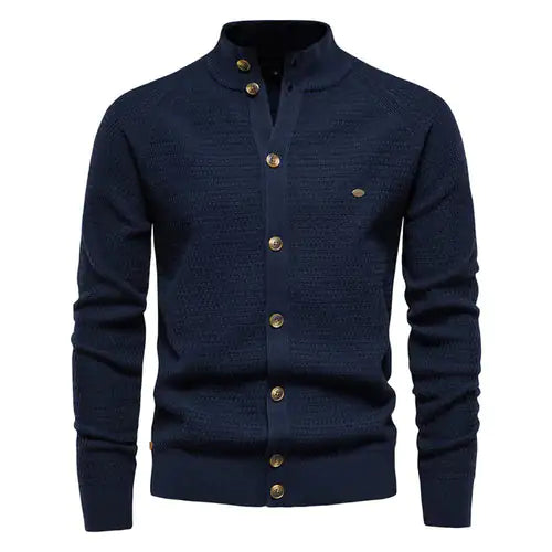 Button Mock Neck Men's Cardigan - My Store