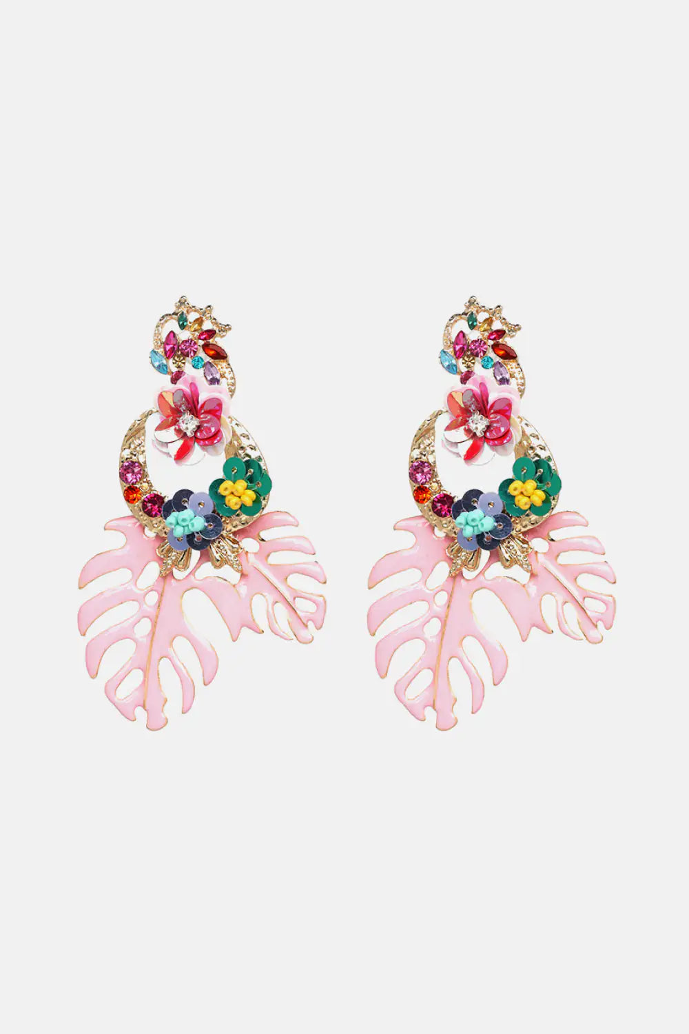 Leaf & Flower Shape Zinc Alloy Dangle Earrings - My Store