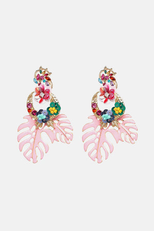 Leaf & Flower Shape Zinc Alloy Dangle Earrings