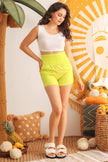 Lime High Waist Two Pocket Shorts - My Store