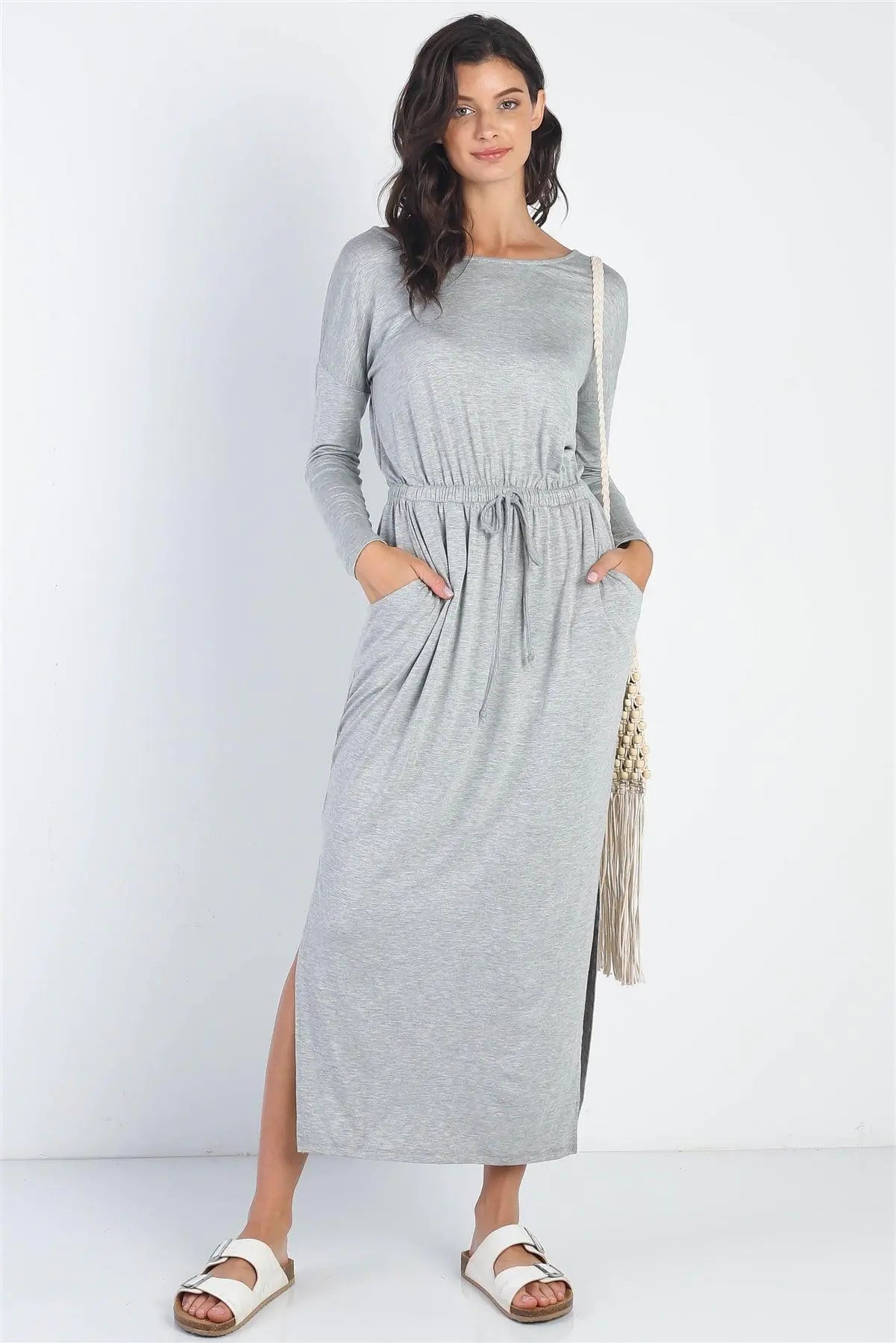 Heather Grey Long Sleeve Basic Maxi Dress /1-1-1 - My Store