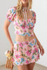 Floral Bustier Puff Sleeve Crop Top & Mini Skirt Set - My Store