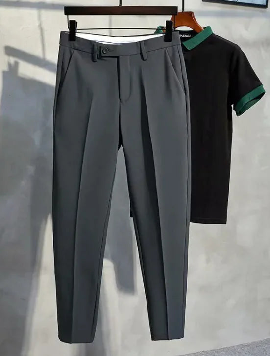 Men's Business Straight Slim Fit Plus Size Casual 9 Ankle-length Suit Pants - My Store